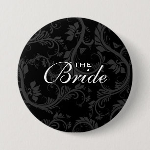 Badge Rond 7,6 Cm Mariage blanc noir "de partie nuptiale" de jeune