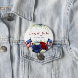 Badge Rond 7,6 Cm Mariage drapeau américain 4 juillet