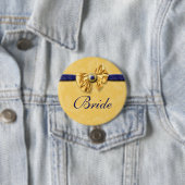 Badge Rond 7,6 Cm Mariage nuptiale jaune de partie de marine (En situation)