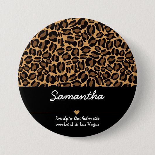 Badge Rond 7,6 Cm Mariée célibataire Boujee Tendance Imprimé léopard (Devant)
