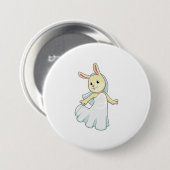 Badge Rond 7,6 Cm Mariée lapin avec voile (Devant & derrière)