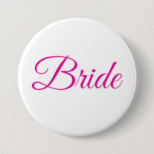 Badge Rond 7,6 Cm Mariée Mariée Fête Rose Blanc Élégant Mariage Pin