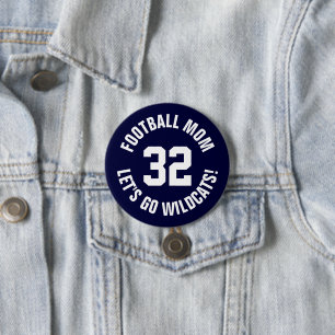 Badge Rond 7,6 Cm Marine et football blanc Maman Jersey Numéro
