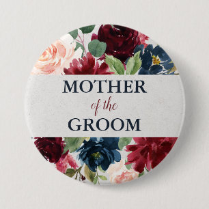 Badge Rond 7,6 Cm Marine et mère chic minable florale de Marsala de