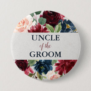 Badge Rond 7,6 Cm Marine et oncle chic minable floral de Marsala de
