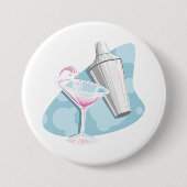 Badge Rond 7,6 Cm Martini Verre Et Shaker (Devant)