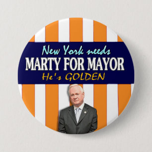 Badge Rond 7,6 Cm Marty d'or pour le maire 2013 de NYC