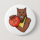 Badge Rond 7,6 Cm Mascotte de basket-ball sauvage Fierce (Devant)