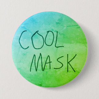 Badge Rond 7,6 Cm Masque cool original écriture manuscrite vert et b