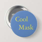 Badge Rond 7,6 Cm Masque cool - texte jaune sur bleu (Devant & derrière)