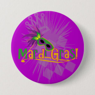 Badge Rond 7,6 Cm Masque Mardi Gras