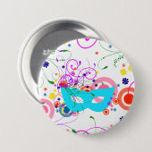 Badge Rond 7,6 Cm Masque Purim (Devant & derrière)