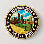 Badge Rond 7,6 Cm Massachusetts (Devant)