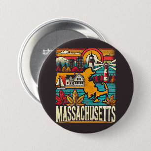Badge Rond 7,6 Cm Massachusetts
