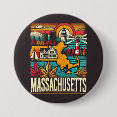 Badge Rond 7,6 Cm Massachusetts (Devant)