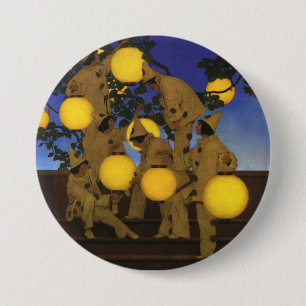 Badge Rond 7,6 Cm Maxfield Parrish Les Porteurs de Lanternes 1908 Vi