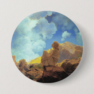 Badge Rond 7,6 Cm Maxfield Parrish Matin 1922 Nuage Bleu Beaux-Arts