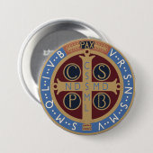 Badge Rond 7,6 Cm Médaille de Saint Benoît (Devant & derrière)