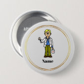 Badge Rond 7,6 Cm Médecin mâle avec bouton Stethoscope (Devant & derrière)