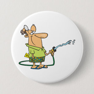 Badge Rond 7,6 Cm Médecin retraité drôle jardinage tuyau d'arrosage