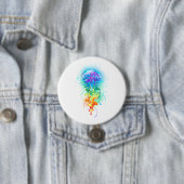 Badge Rond 7,6 Cm Méduse arc-en-ciel (En situation)