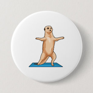 Badge Rond 7,6 Cm Meerkat à Fitness Exercice d'étirement