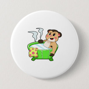 Badge Rond 7,6 Cm Meerkat à la baignade dans la baignoire