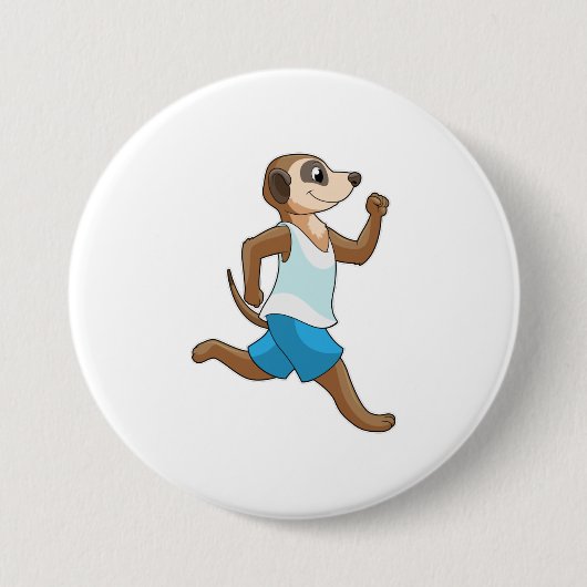 Badge Rond 7,6 Cm Meerkat à Running Sports (Devant)