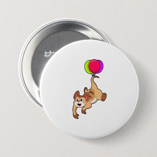 Badge Rond 7,6 Cm Meerkat avec ballon (Devant & derrière)