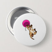 Badge Rond 7,6 Cm Meerkat avec ballon (Devant & derrière)