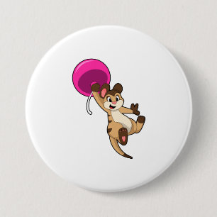 Badge Rond 7,6 Cm Meerkat avec ballon