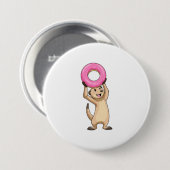 Badge Rond 7,6 Cm Meerkat avec Donut (Devant & derrière)