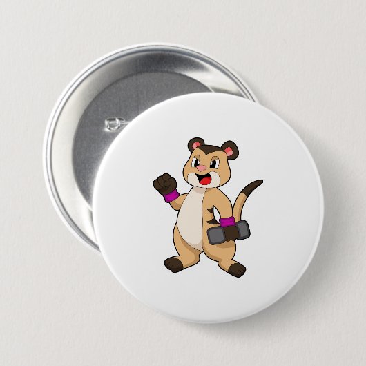 Badge Rond 7,6 Cm Meerkat avec Dumbbell (Devant & derrière)