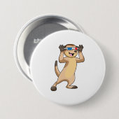 Badge Rond 7,6 Cm Meerkat avec lunettes (Devant & derrière)