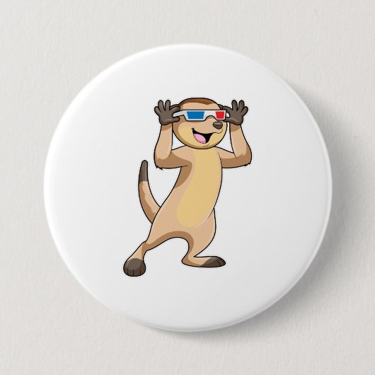 Badge Rond 7,6 Cm Meerkat avec lunettes (Devant)