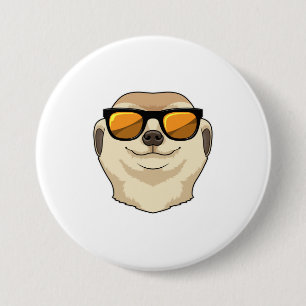 Badge Rond 7,6 Cm Meerkat avec lunettes de soleil