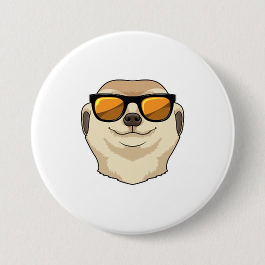 Badge Rond 7,6 Cm Meerkat avec lunettes de soleil (Devant)
