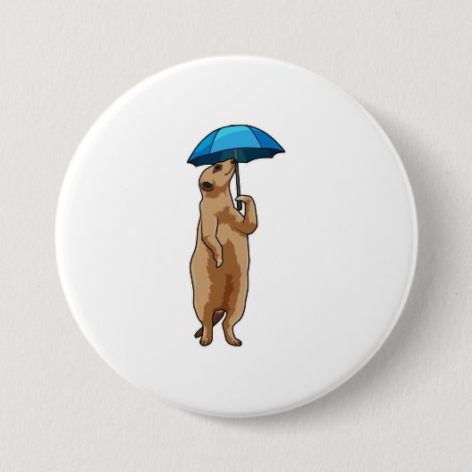 Badge Rond 7,6 Cm Meerkat avec parapluie (Devant)