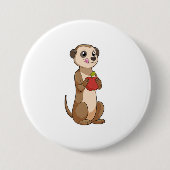 Badge Rond 7,6 Cm Meerkat avec pomme (Devant)