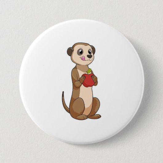 Badge Rond 7,6 Cm Meerkat avec pomme (Devant)