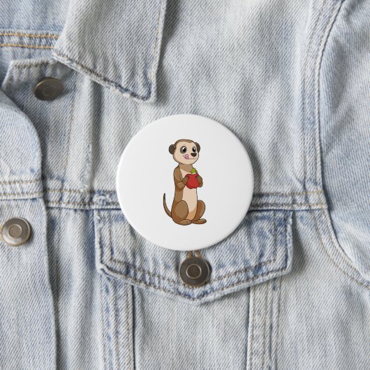 Badge Rond 7,6 Cm Meerkat avec pomme (En situation)