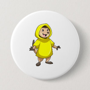 Badge Rond 7,6 Cm Meerkat avec Raincoat