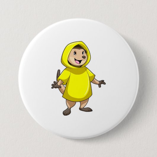 Badge Rond 7,6 Cm Meerkat avec Raincoat (Devant)