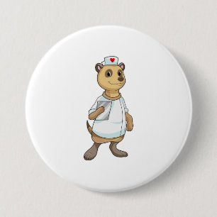 Badge Rond 7,6 Cm Meerkat comme infirmière avec coeur
