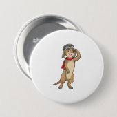 Badge Rond 7,6 Cm Meerkat comme pilote avec casquette pilote (Devant & derrière)