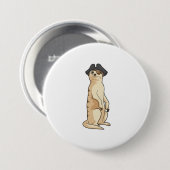 Badge Rond 7,6 Cm Meerkat comme Pirate avec casquette pirate (Devant & derrière)