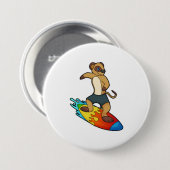 Badge Rond 7,6 Cm Meerkat comme surfeur avec Surfer (Devant & derrière)
