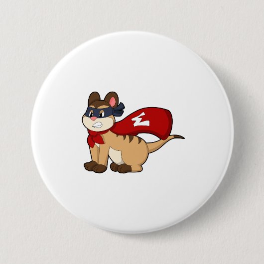 Badge Rond 7,6 Cm Meerkat en héros avec masque (Devant)