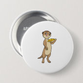 Badge Rond 7,6 Cm Meerkat with pizza (Devant & derrière)
