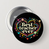 Badge Rond 7,6 Cm Meilleur enseignant jamais (Devant & derrière)